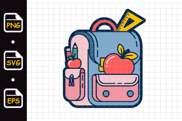 Backpack with School Supplies and Apple: A Versatile Design for Creative and Practical Use