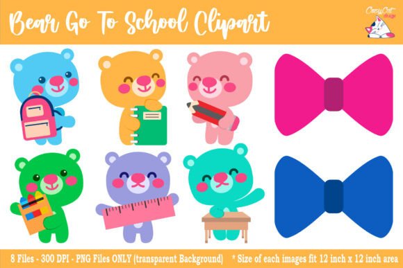 Bear Go to School Clip Art