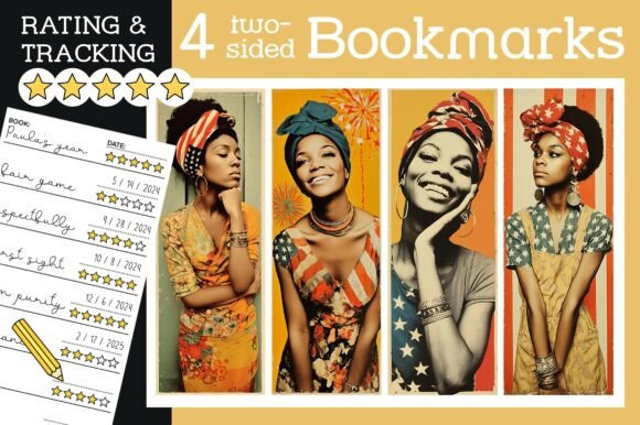 Black Girl Bookmark US Flag Bookmarks