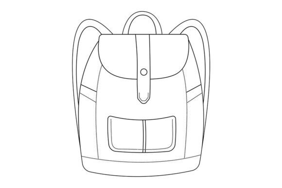 Black Line Backpack for School and Travel: A Versatile Illustration for Practical Use
