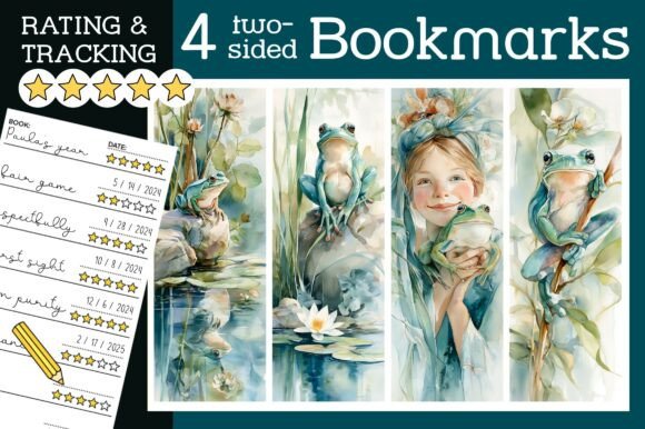 Cute Frog Bookmark Watercolor Bookmarks