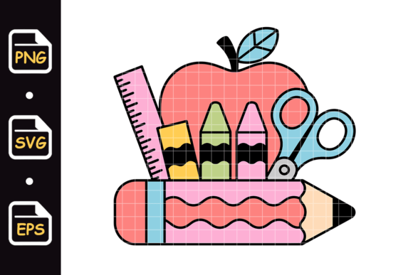 Cute School Supplies with Apple