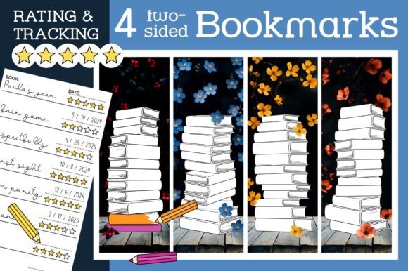 Enhance Your Reading Experience with Stack of Books Bookmark Flower Bookmarks