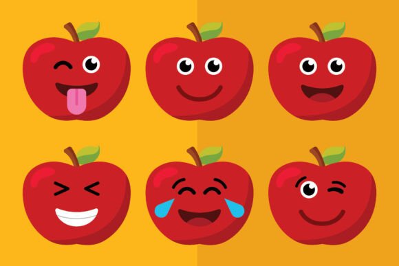 Happy Emoji Apples Clip Art Set for Creative Projects