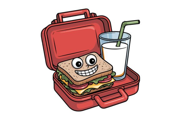 Lunchbox Happy Sandwich Juice Clipart