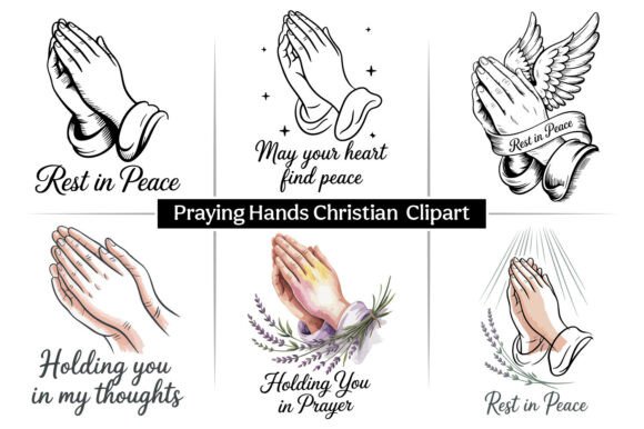 Praying Hands Christian Clipart Design: A Versatile Asset for Creative and Commercial Projects