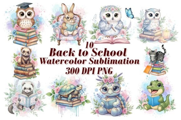 Reading Animals Watercolor Sublimation