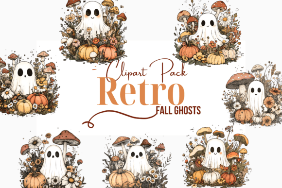 Retro Fall Halloween Ghosts Pack: A Timeless Addition to Your Spooky Projects