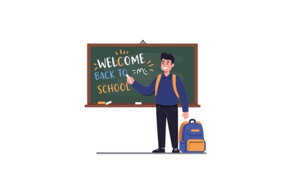 Student Writing on Chalkboard in Vibrant