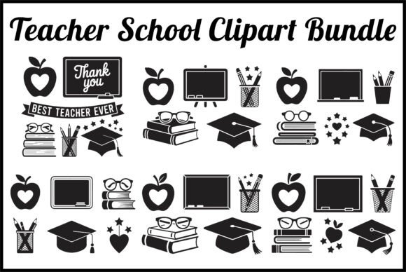 Teacher School Icon Clipart Set: A Strategic Resource for Educators and Creators