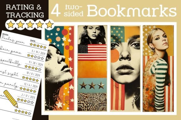 US Flag Bookmark 4 July Retro Bookmarks
