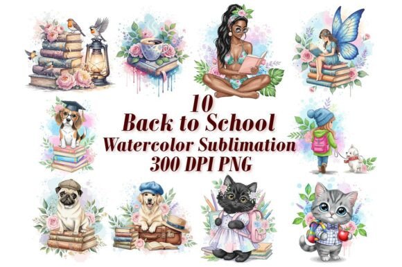 Whimsical School Watercolor Sublimation